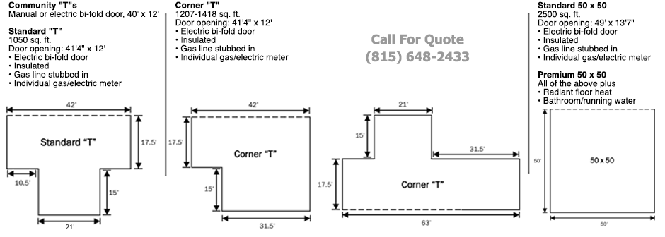 Call for Quote 815-648-2433 Galt Airport Hangar Diagrams